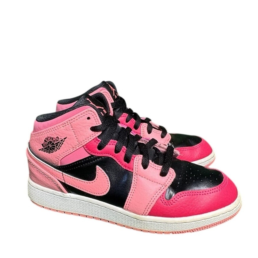 Jordan 1 Mid Pinksicle Black‎ White Pink Kids Shoes 554725-662 Size 4.5Y